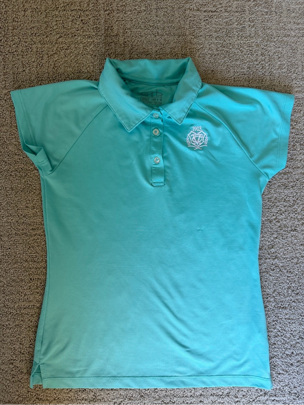 GARB Girls Tourquoise Short Sleeve Button Down GOLF Polo
